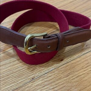 Coach Red and with Brown trim Belt with Gold Buckle